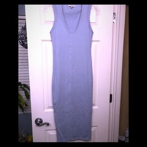 Baby blue fitted midi dress